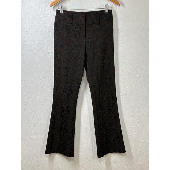 VTG Y2K Cache Luxe 2 Pc Low Rise Flare Pants (2) Zip Jacket Set (XS) Brown Black - Picture 10 of 16